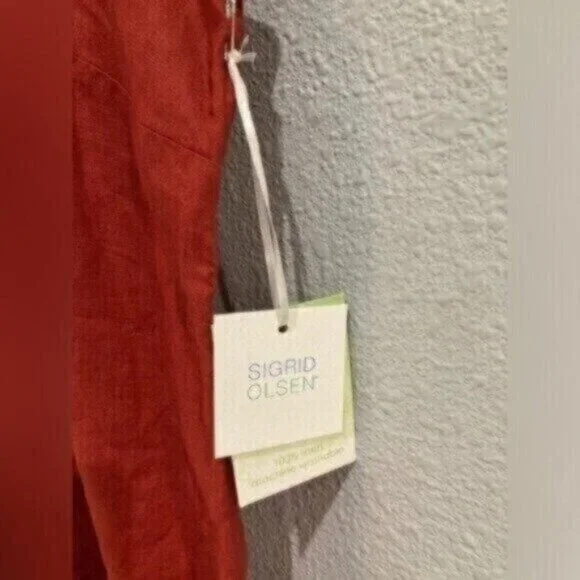 Sigrid Olsen Linen Neutral Strap Dress Mini Boho Mod Casual - Picture 5 of 6